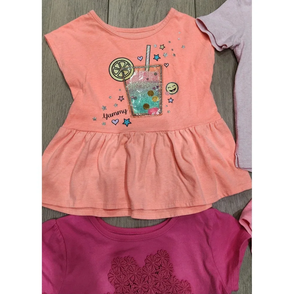 Girls 4T Short Sleeve Shirt Bundle 8pc Gap Carters Unicorn Birthday Pink‎ Purple